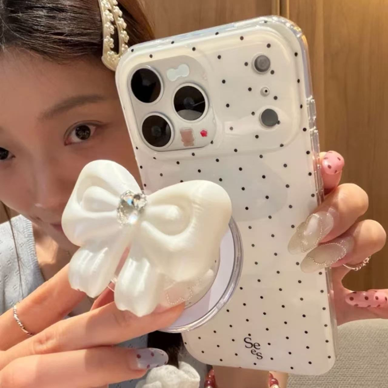 波点拉丝钻石蝴蝶结高级感磁吸支架适用苹果iphone17promax手机壳16promax少女心15pro防摔14pro保护套13新款