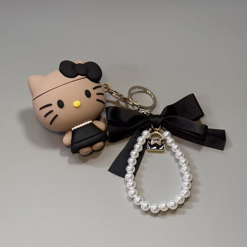 可爱黑裙长腿贵妇Kitty适用苹果AirPods4代蓝牙耳机套AirPodspro3代个性AirPods1/2硅胶AirPodspro2防摔耳机