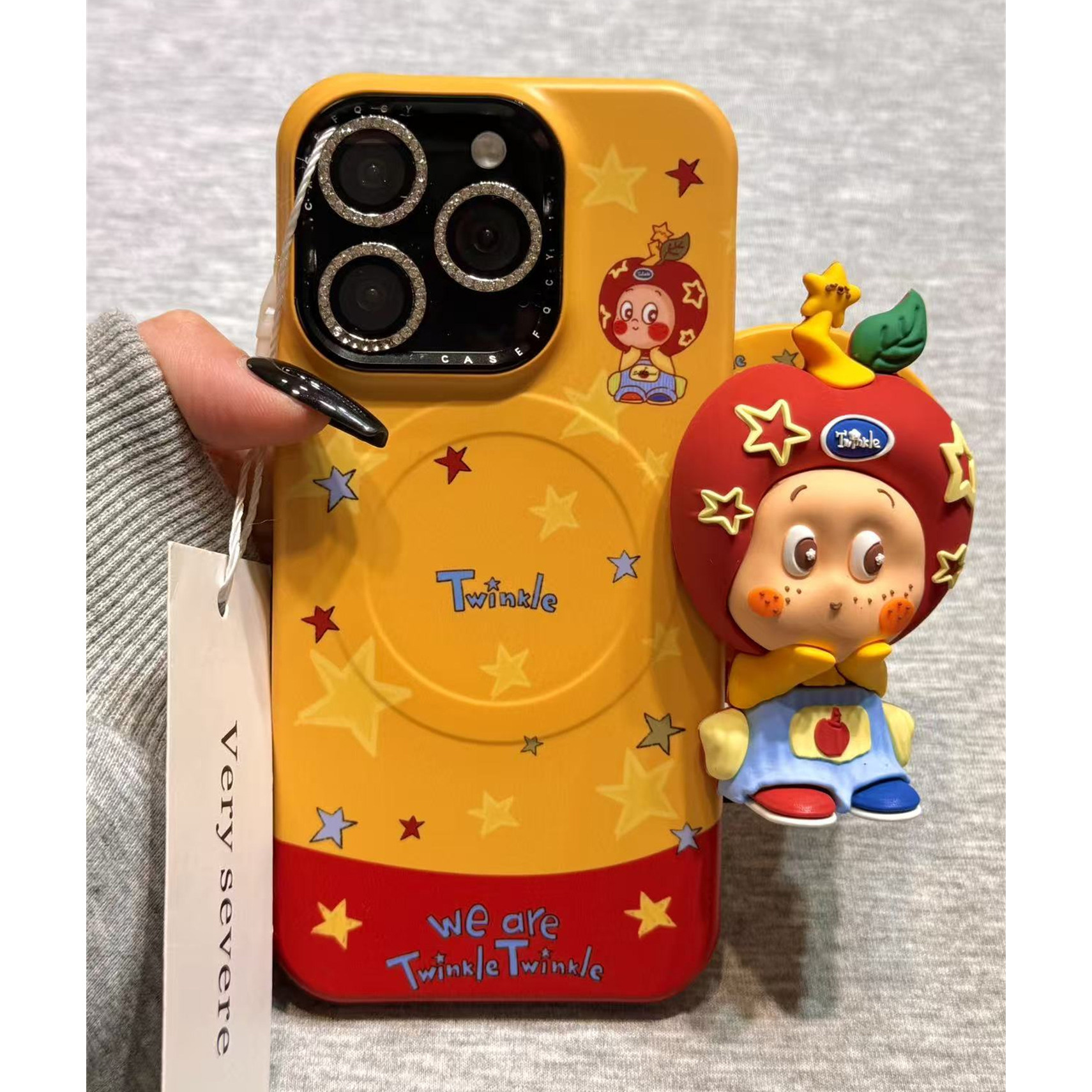 可爱立体苹果头套背带裤星星人磁吸支架适用苹果iphone17promax手机壳16promax华为mate60防摔p60