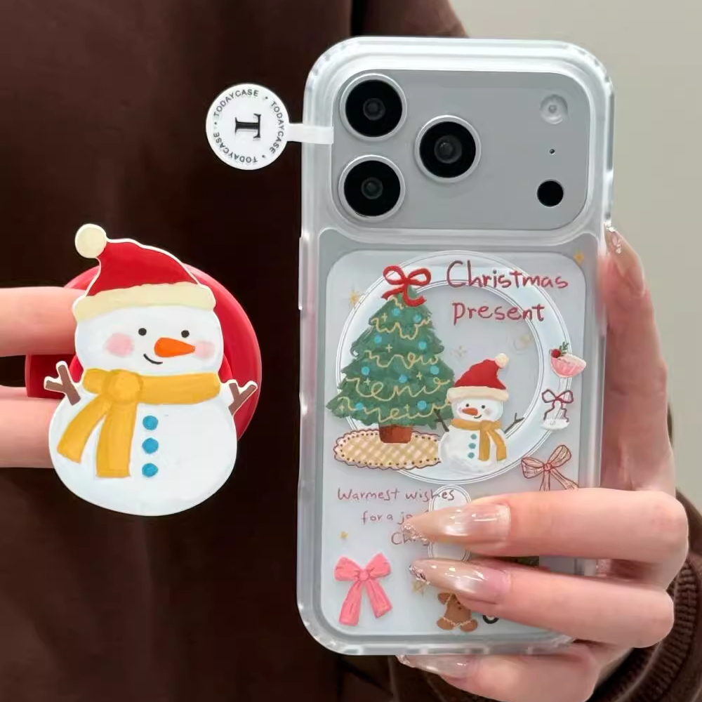 可爱冬日圣诞树雪人适用iPhone17promax手机壳15新款17pro网红女款13创意全包防摔16pro超好看17保护套