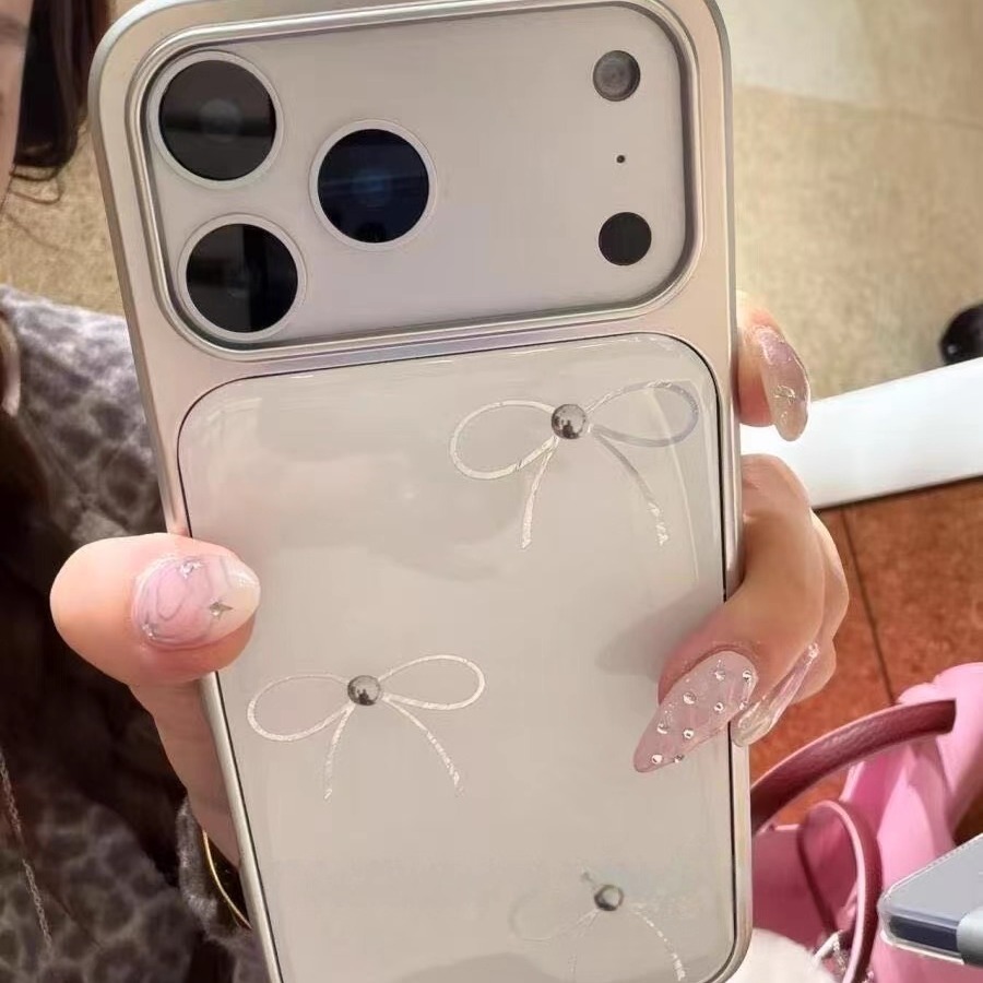 ins少女心电镀蝴蝶结适用iPhone17promax手机壳15新款17pro网红女款13创意全包防摔16pro超好看17保护套