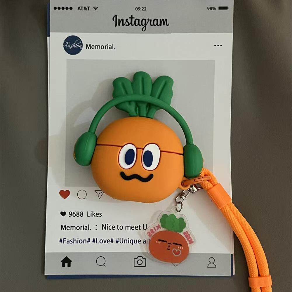 可爱卡通胡萝卜适用苹果AirPods4代蓝牙耳机套AirPodspro3代个性AirPods1/2硅胶AirPodspro2防摔耳机盒