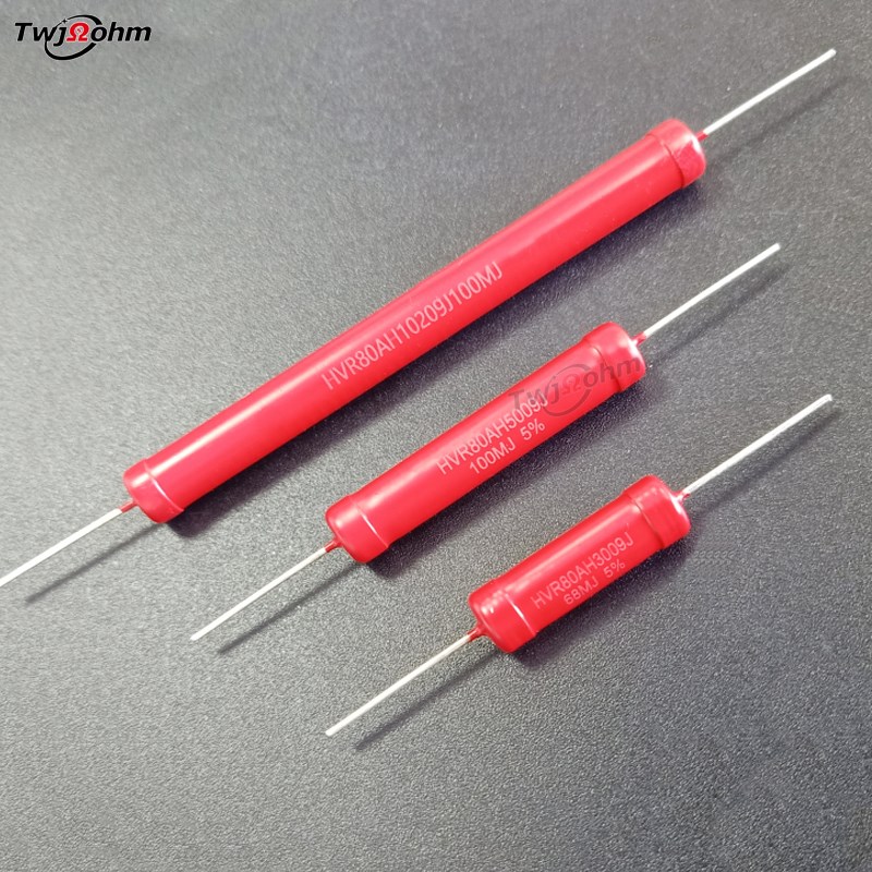 HVR80AH5f009无感玻璃釉高压电阻5W100K1K2K250K470K20K510K10G20