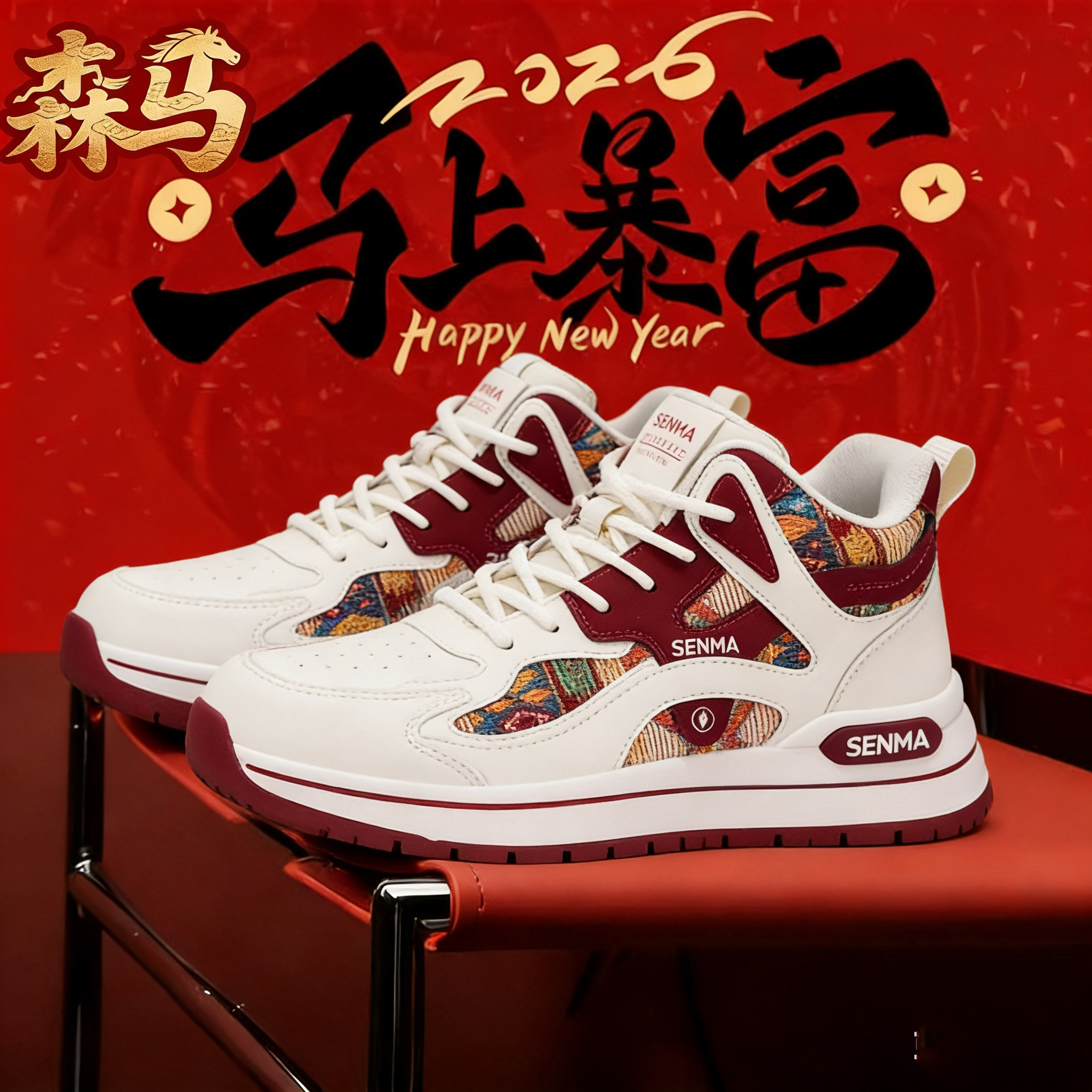 森马休闲板鞋男款2026春季新款厚底真皮运动防滑耐磨高帮阿甘鞋男