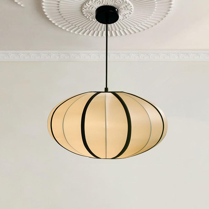 中古吊灯法式卧室客厅餐厅灯布艺灯笼复古民宿侘寂风日式灯具中山