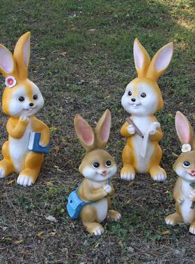 户外园林玻璃钢卡通兔子雕塑摆幼儿园庭院售楼处房产景区草坪摆件