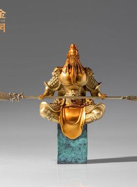 铜金岁月武圣关公铜摆件武圣人关羽关二爷铜雕像客厅办公室铜摆件