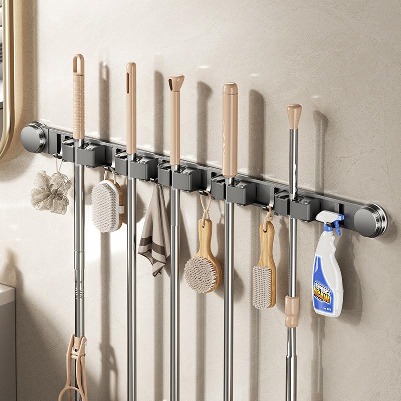 吸盘拖把夹壁挂免打孔挂扫把拖布挂钩固定架卫生间浴室门后置物架
