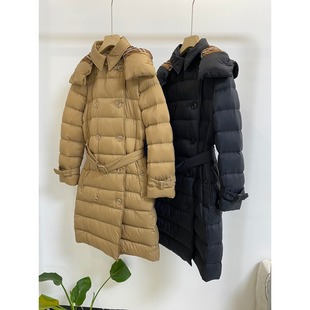 羽绒服 连帽中长款 系腰带双排扣轻盈羽绒外套 2023冬可拆式 宝藏级