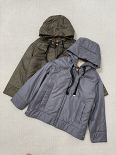 纯Z意大利M 驼绒真丝填充抽绳连帽棉服女士气质轻盈保暖外套上衣