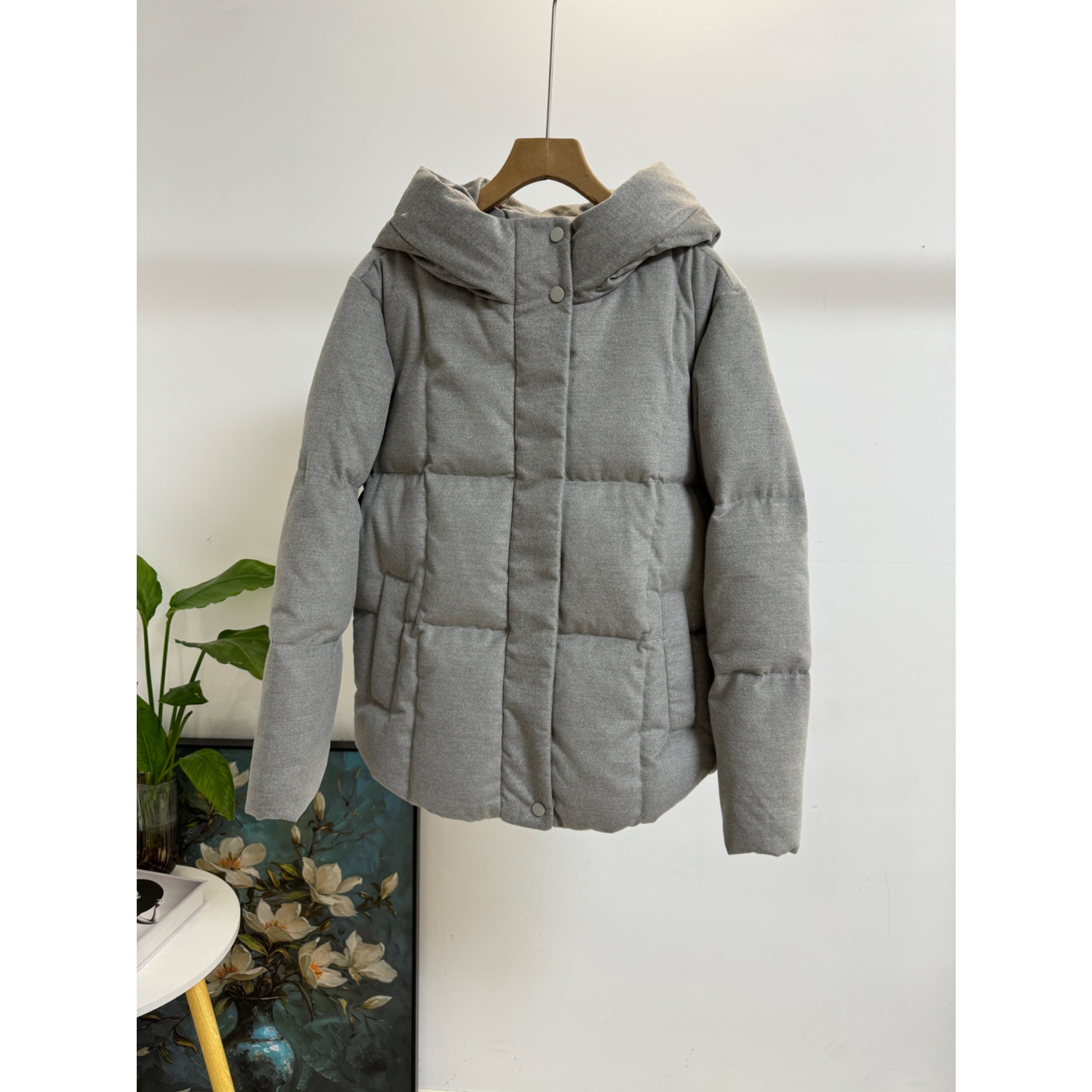 塔尖儿牛货意大利高奢 羊绒羊毛双面呢鹅绒羽绒服面包服连帽外套