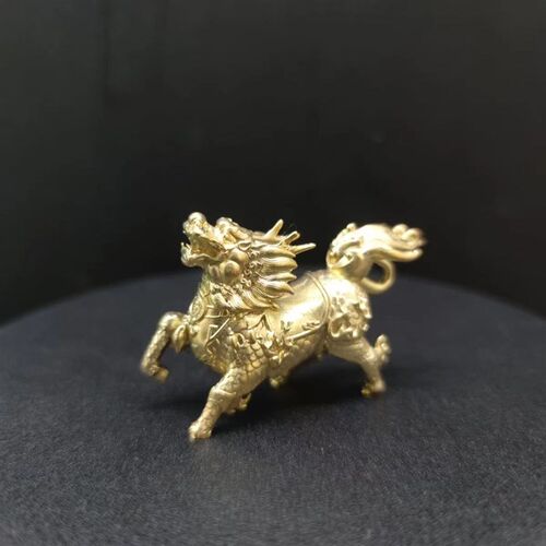 热销铜摆件迷你瑞兽麒麟吉祥家居饰D品铜工艺品客厅落地装饰礼品
