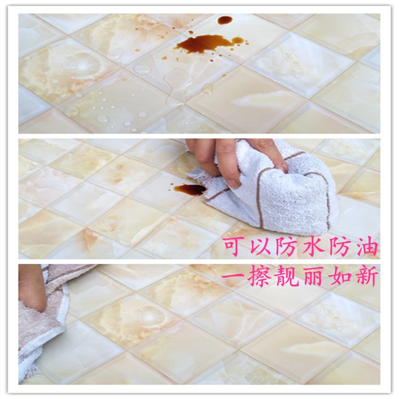 热销厨房放贴纸防水防o油自粘 耐高温墙纸 柜灶台用油烟灶台面加