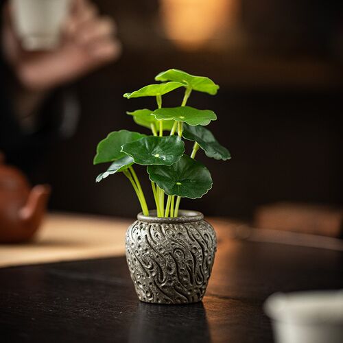 热销迷你水培陶瓷古韵小花u器茶宠摆件复古花瓶茶桌小花插铜钱草