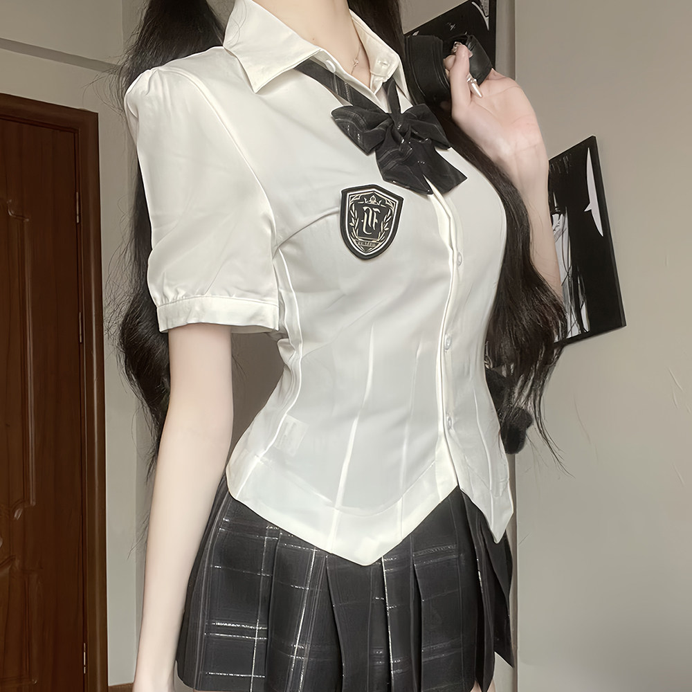 夏季显瘦收腰jk制服衬衫图片