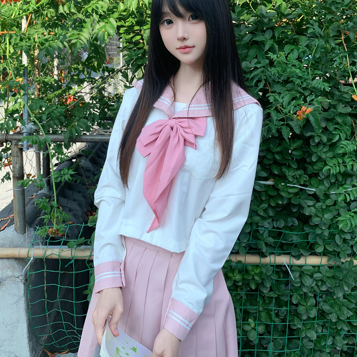 原创jk制服套装日系粉二本校供感