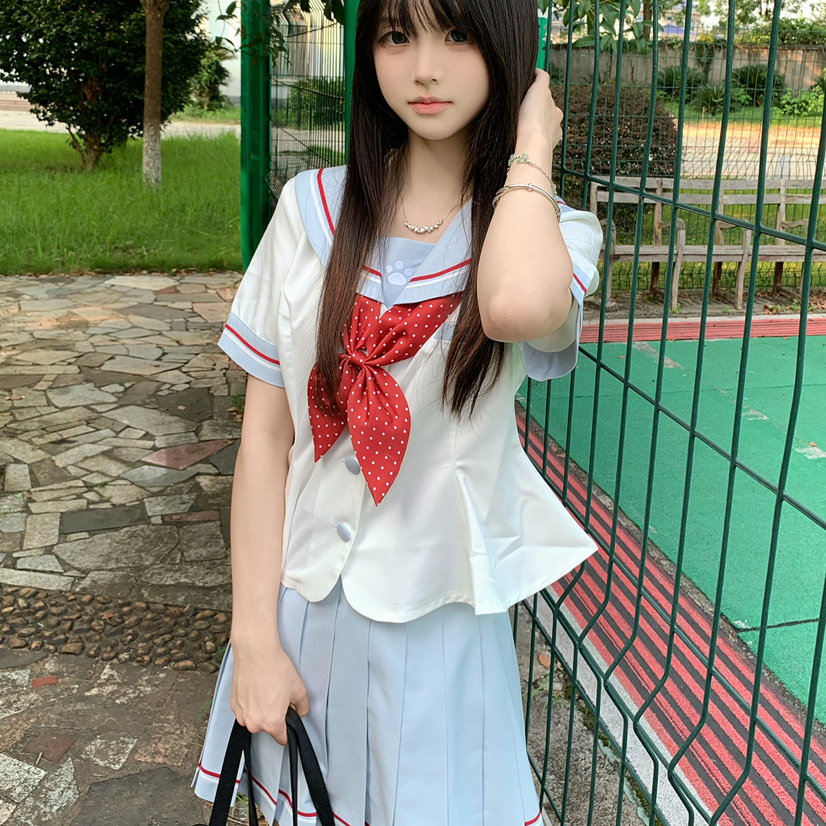 【绯色晴空】正版jk制服套装可爱风水手服海军领小众设计收腰衬衫