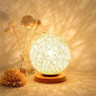 极速Moon Table Lamp Dimmable Lzinen Ball Rattan Lampshade US