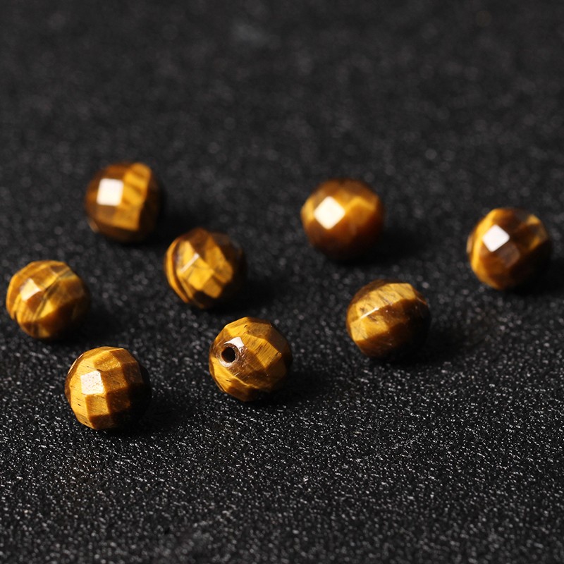 极速天然黄虎眼石64切面散珠子DCIY手工串珠饰品配件手链材料整