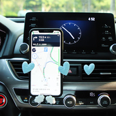 新品 饰用 车载出风f口导航支撑架爱心可爱卡通车内汽车手机支架装