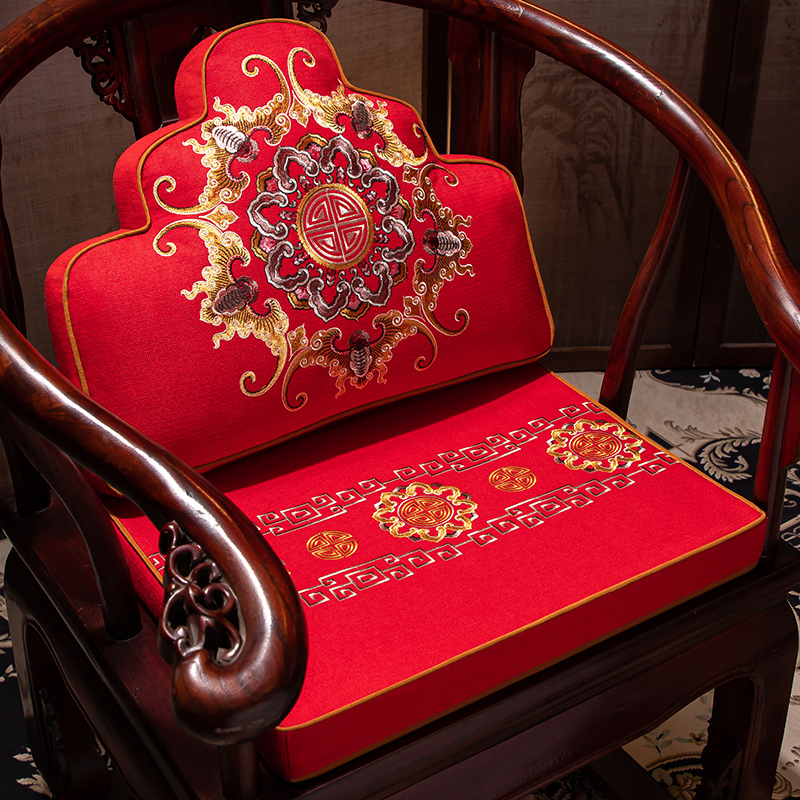 极速新中式e刺绣红木椅子坐垫实木家具椅垫餐桌椅垫家用凳子圈椅