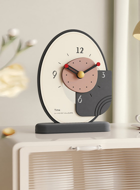 极速奶油风玄关卧室时钟r桌面饰品电视柜创意简约座钟轻奢客厅钟