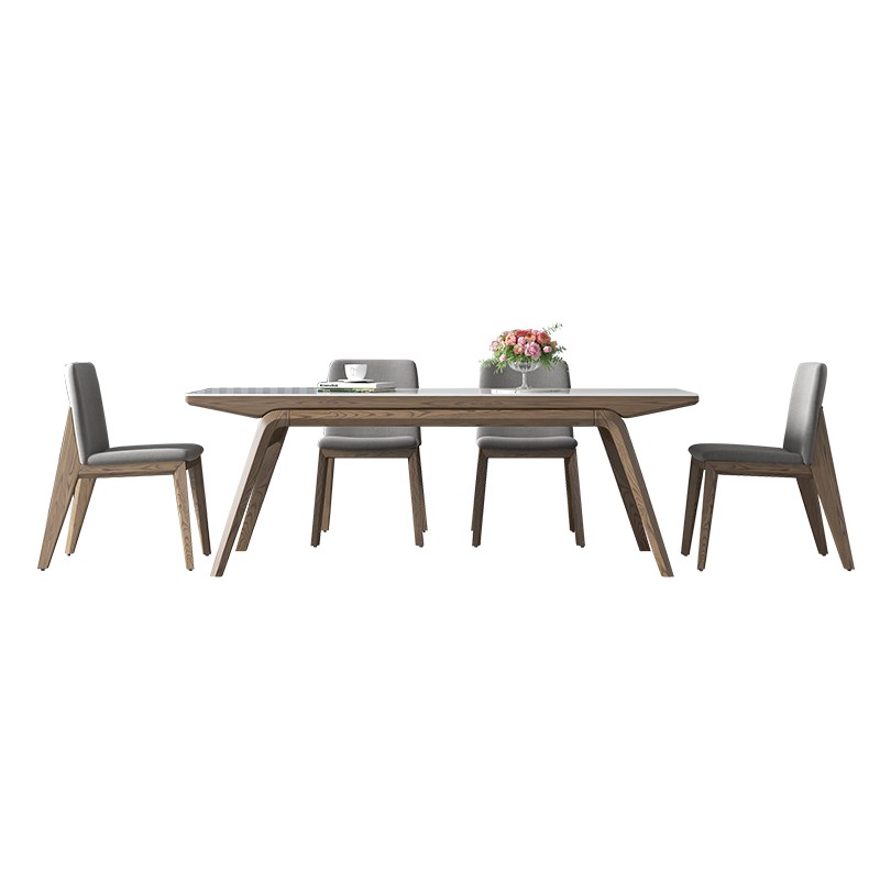 极速北欧实d木岩板餐桌椅组合现代简约轻奢家用小户型白蜡木饭桌