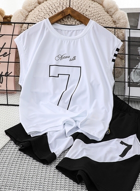 极速31291 男童背心套装儿童简约中大童夏款速干套装X洋气两件套