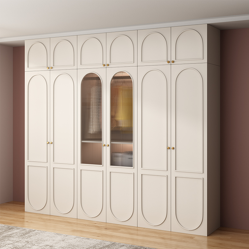 极速法式衣柜轻奢家用小户型奶油C风组合实木衣橱包安装卧室大衣
