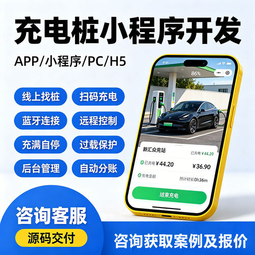 新能源充电桩管理平台小程序/即插即充系统源码支持二开定制开发
