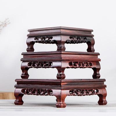 虎脚底座正长方形酸枝木工艺品摆件红木雕刻盆景奇石佛像花瓶木雕