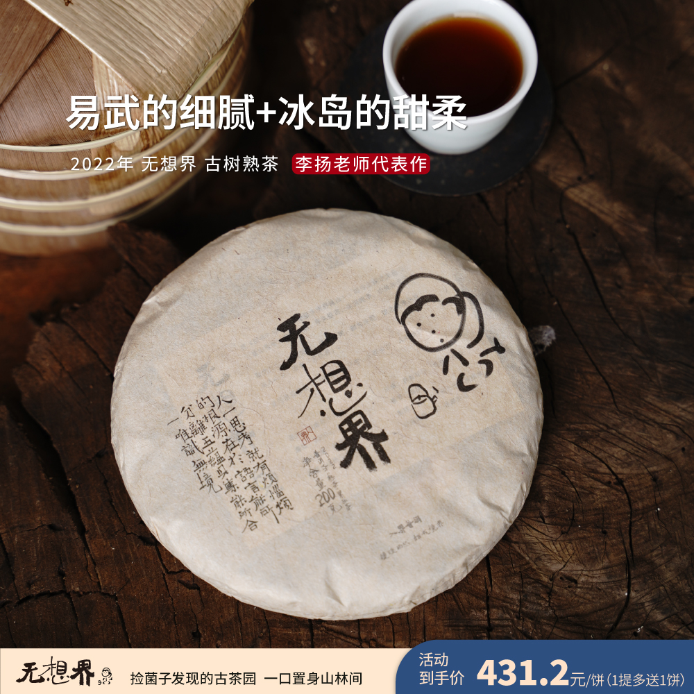 入界 2022年 无想界 茶叶进化论工艺  冰岛系普洱古树熟茶 饼茶