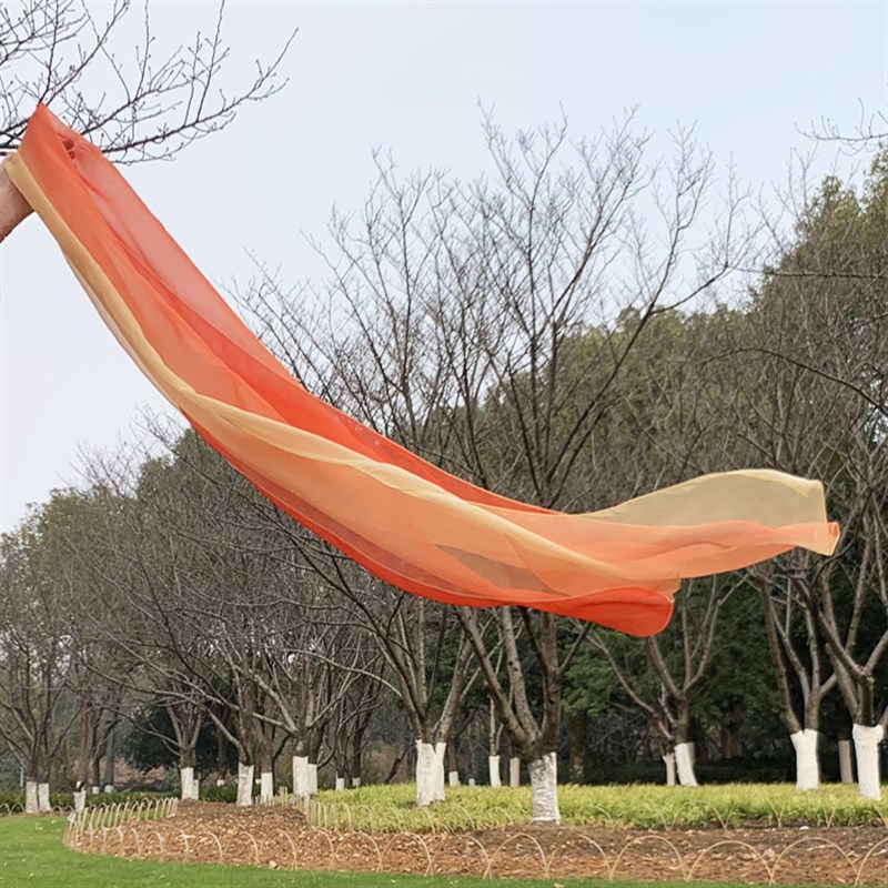 高货一梦惊鸿舞蹈披帛桔黄渐变韩婳老师汉服敦煌舞飘带齐胸襦裙配