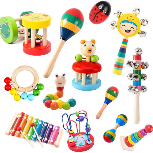 现货速发Moteori Woode Rattles  Ba Crib ys Ba Rattle Edu