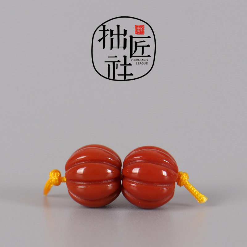 原矿南红瓜珠 文玩配珠 佛珠手串顶L珠腰珠隔珠链吊坠配饰