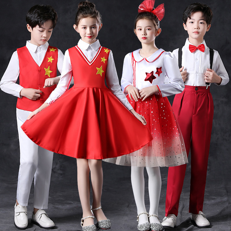 现货速发学生朗诵表演服装男童合唱团礼服演讲比赛儿童大合唱演出