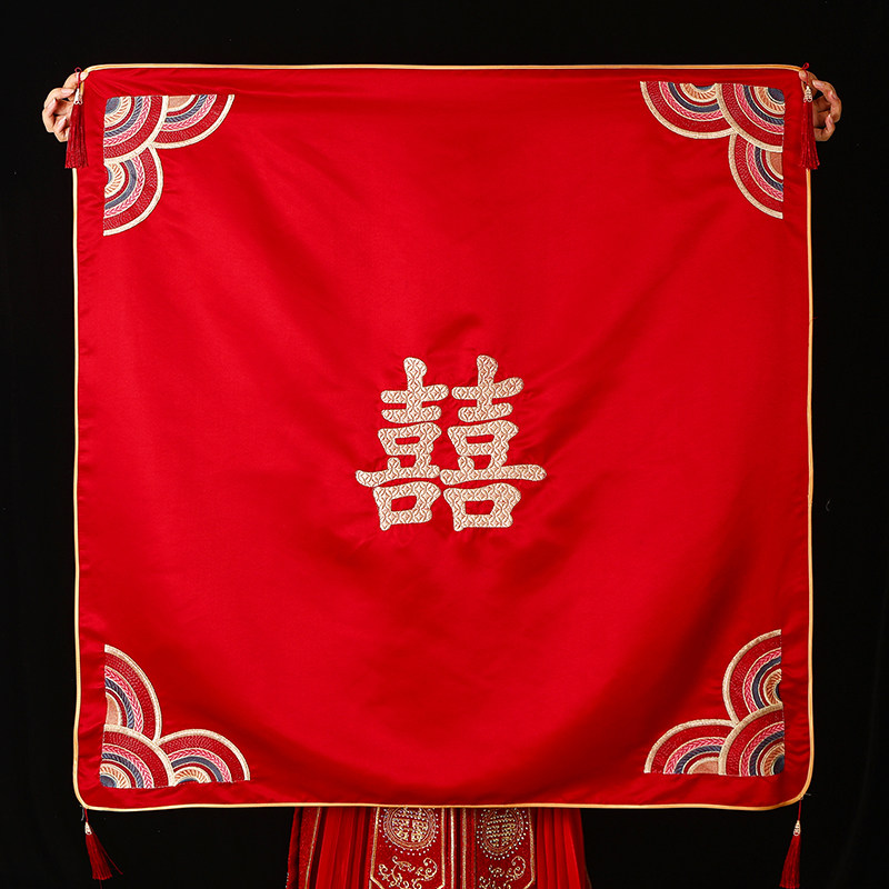 现货速发包袱皮结婚一对陪嫁包袱酒红色嫁妆包袱袋红布包喜盆包裹