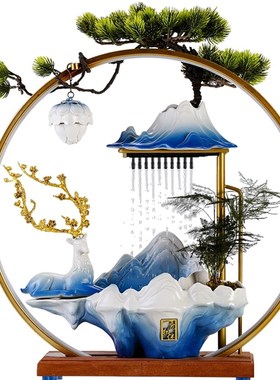 现货速发创意招财循环流水雾化加湿客厅办公室收银柜台茶桌摆件乔
