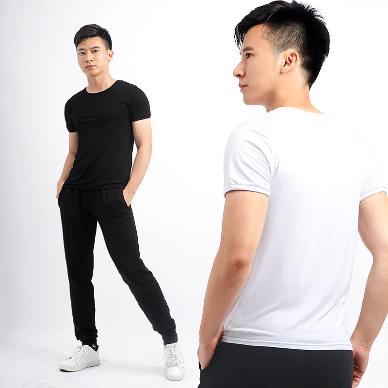 现货速发舞蹈练功服男士莫代尔艺考形体服男生宽松运动T恤上衣舞