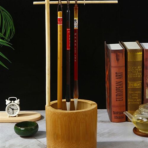 现货速发中国风复古竹制毛笔架笔挂笔托笔搁毛笔晾放笔架文房四宝