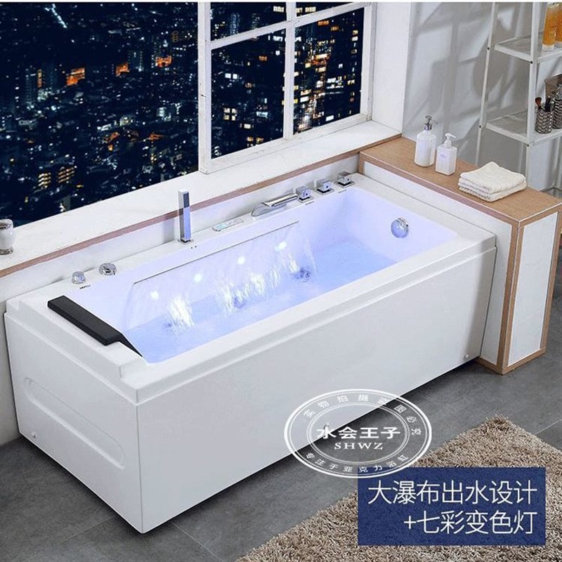 现货速发冲浪按摩家用成人小户型独立式亚克力浴缸盆恒温加热1.4