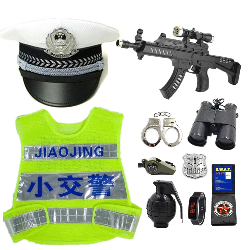 现货速发儿童小警察玩具套装黑猫警长男孩作战装备声光玩具枪
