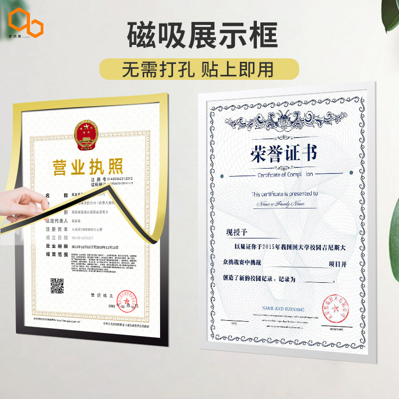 速发美打美证业执照框架墙贴卫生三合一许可证免纳孔营框
