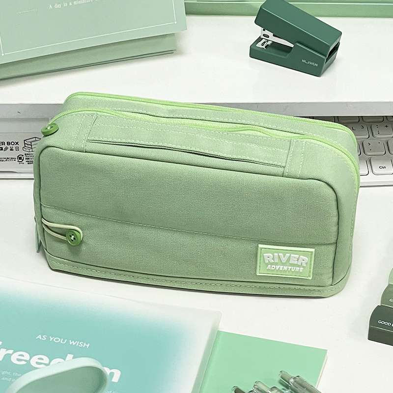 速发笔袋小学生笔盒文具盒初中孩款大容量文具袋帆铅简约高颜值布