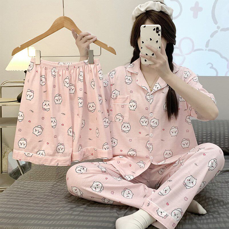 速发c吉iikaawh伊纯棉睡衣夏季款可爱吉伊卡哇三件套家居服