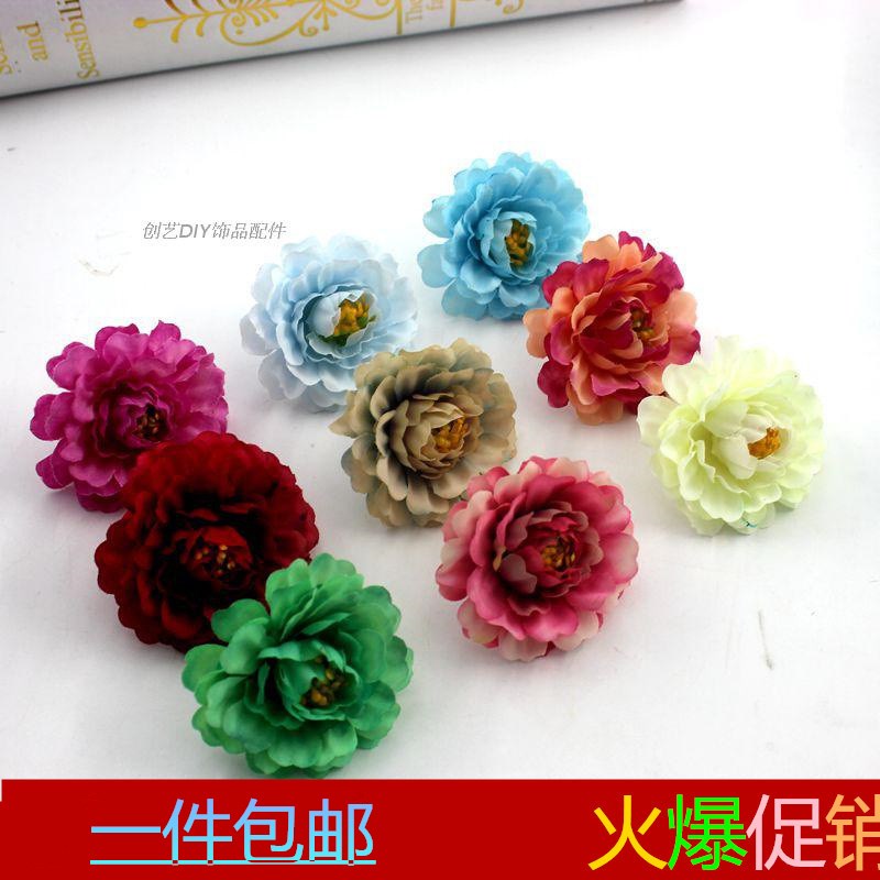 速发手工制作装饰花艺花君子花布小牡丹绢花花菊假花花头花朵
