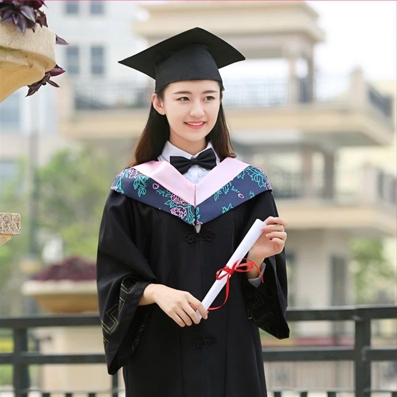 速发学士服大学生云肩披肩文结毕男礼服领科工科业国风服租赁