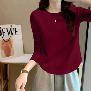 25新0圆领内搭春底衫 2款 上衣 t恤打秋薄款 速发纯棉螺纹长袖
