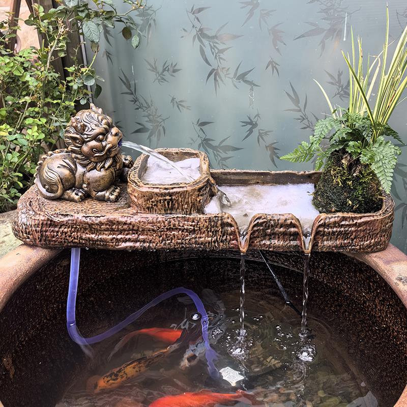 生态缸造景古法养鱼循环流水摆件客厅庭院花园鱼缸装饰过滤配件