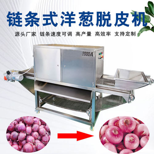 全自动干法洋葱脱皮机链条式剥皮设备气动原理无损伤圆葱去皮机械
